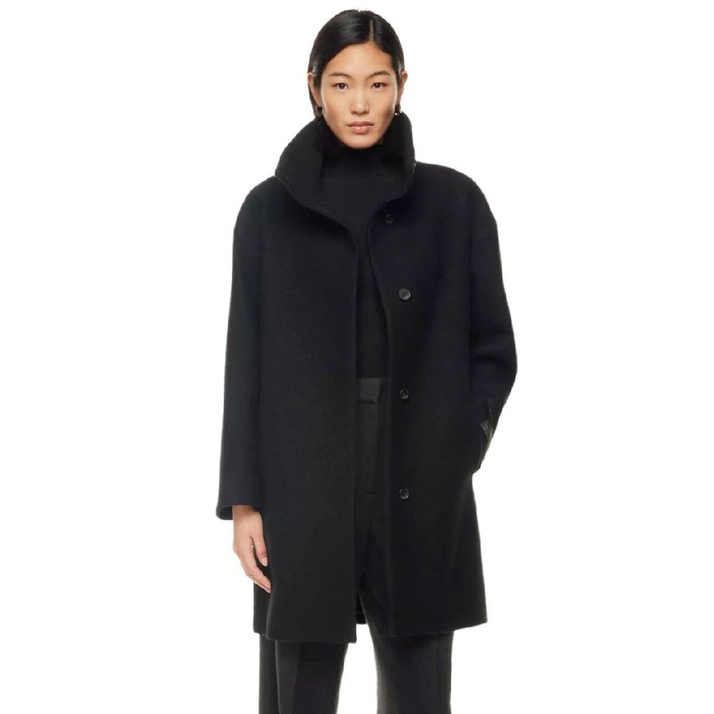 Babaton | Correa Funnel-Neck Wool Coat in Black